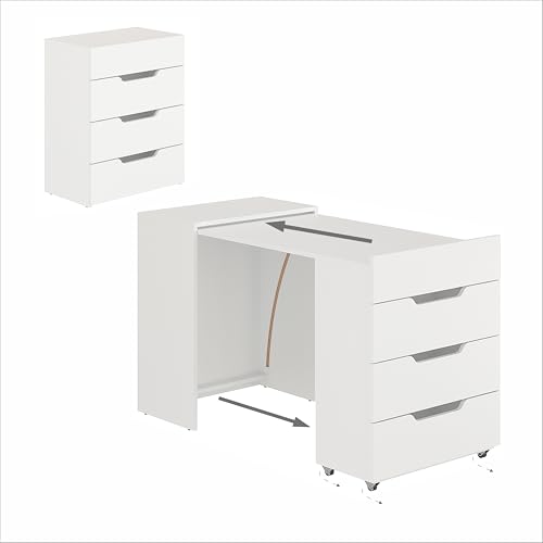 KOMTO Schreibtisch Weiß mit 3 Schubladen –...