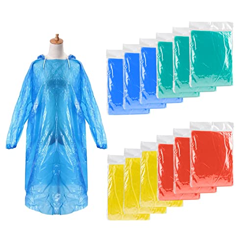Mture 12er-Pack Einweg Regenponcho mit...