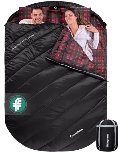 KingCamp Doppelschlafsack Flanell mit Kissen,...