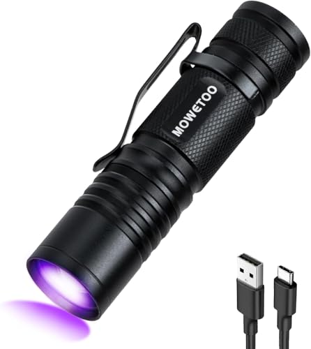 MOWETOO UV Taschenlampe Aufladbar - Mini LED...