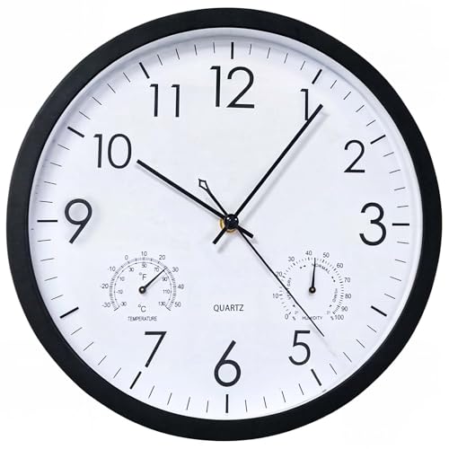 Chedin 30cm Rund Quarz wanduhr ohne Ticken,...