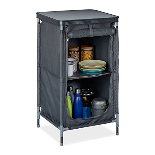 Relaxdays Campingschrank mit 2 Ablagen, HBT:...