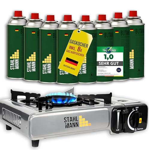 STAHLMANN® Gaskocher inkl. 8 Kartuschen -...