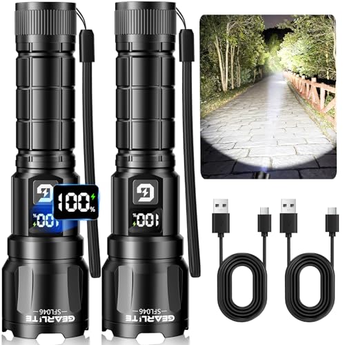 GEARLITE Taschenlampe LED Aufladbar 2Stück,...