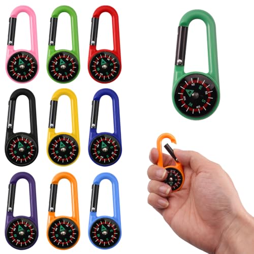 10 Stück Karabiner Haken Minikompaß, Bunte...