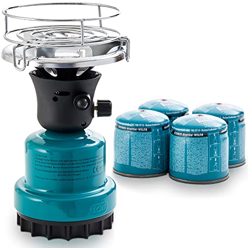 TOM Adventure Gas Campingkocher Set mit 4 x...